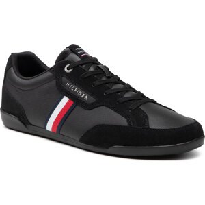 Sneakersy Tommy Hilfiger Corporate Mix Leather Cupsole FM0FM04015 Černá