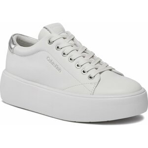 Sneakersy Calvin Klein Bubble Cupsole Lace Up HW0HW01861 White/Silver 0K6