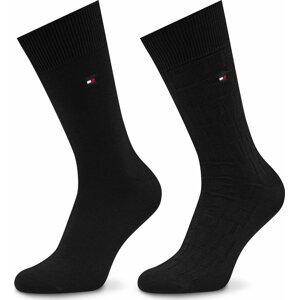 Sada 2 párů pánských vysokých ponožek Tommy Hilfiger 701222634 Black 004