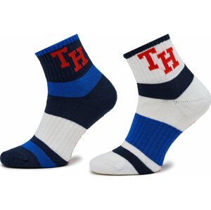 Sada 2 párů dětských vysokých ponožek Tommy Hilfiger 701224990 Blue Combo 001