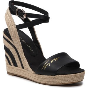 Espadrilky Tommy Hilfiger Elevated Th Leather Wedge Sandal FW0FW06356 Black BDS
