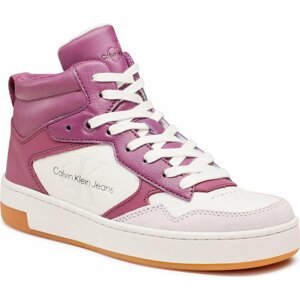 Sneakersy Calvin Klein Jeans Basket Cupsole Mid Lth Mono YW0YW00877 Amethyst/Ghost Grey/White 0KB