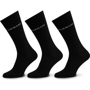 Sada 3 párů pánských vysokých ponožek Emporio Armani 302402 4R254 50620 Černá