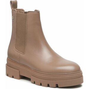 Kotníková obuv s elastickým prvkem Tommy Hilfiger Monochromatic Chelsea Boot FW0FW06899 Oat Milk GUP