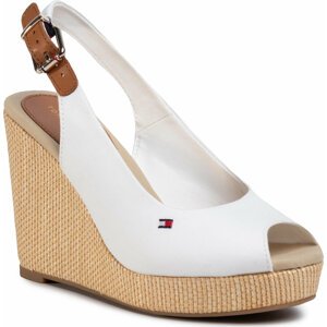 Sandály Tommy Hilfiger Iconic Elena Sling Back Wedge FW0FW04789 Ivory YBI