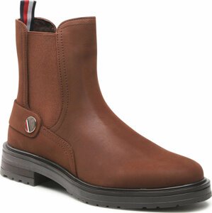 Kotníková obuv s elastickým prvkem Tommy Hilfiger Th Coin Flat Boot FW0FW06742 Truffle Brown GT7