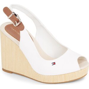 Sandály Tommy Hilfiger Iconic Elena Sling Back Wedge FW0FW04789 Ecru YBL