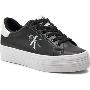 Sneakersy Calvin Klein Jeans Bold Vulc Flatf Lace Lth Met YW0YW01393 Black/Bright White 0GM