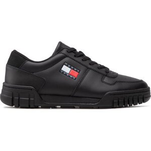 Sneakersy Tommy Jeans Retro Leather Cupsole EM0EM01068 Black BDS