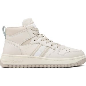 Sneakersy Tommy Jeans Tjw Retro Basket Mc Leather Mix EN0EN02205 Ivory/Bleached Stone YBI