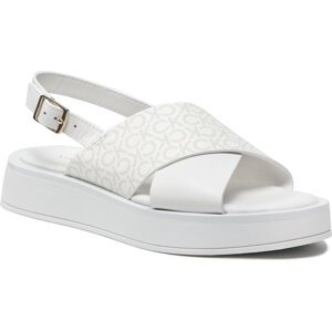 Sandály Calvin Klein Flatform Sanl Moni Mix HW0HW01138 White Mono Mix 0K5