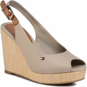 Espadrilky Tommy Hilfiger Iconic Elena Sling Back Wedge FW0FW04789 Stone AEP