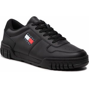 Sneakersy Tommy Jeans Retro Leather Cupsole EM0EM01068 Black BDS