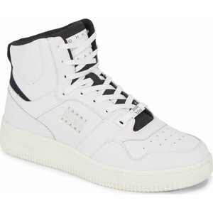 Sneakersy Tommy Jeans Tjm Basket Mid Leather EM0EM01258 Ecru YBL