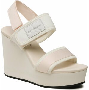 Sandály Calvin Klein Jeans Wedge Sandal Badge YW0YW01028 White/Ancient White 0LA